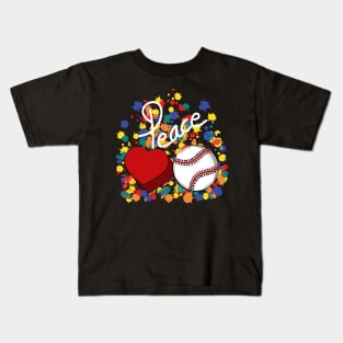 Peace Love Baseball Kids T-Shirt